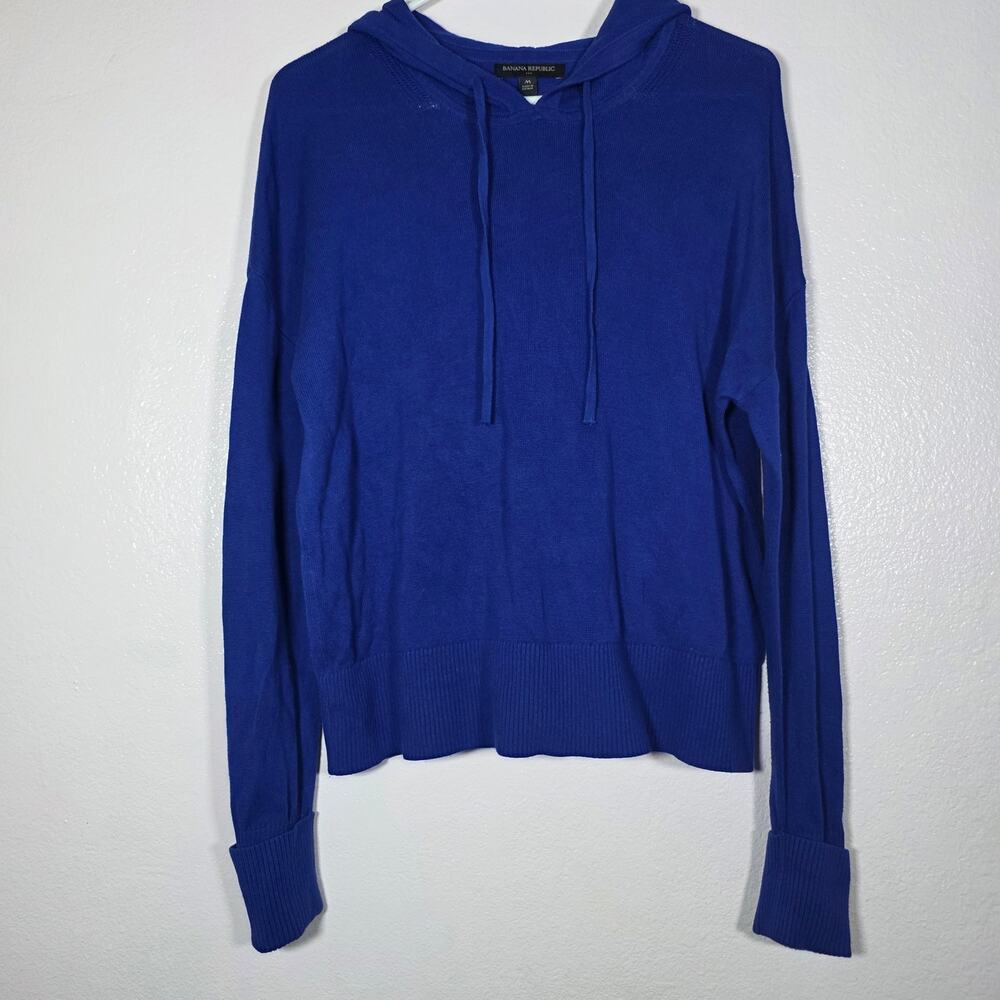 Banana Republic Blue Hooded Knit Pullover Long Sleeve Women's M